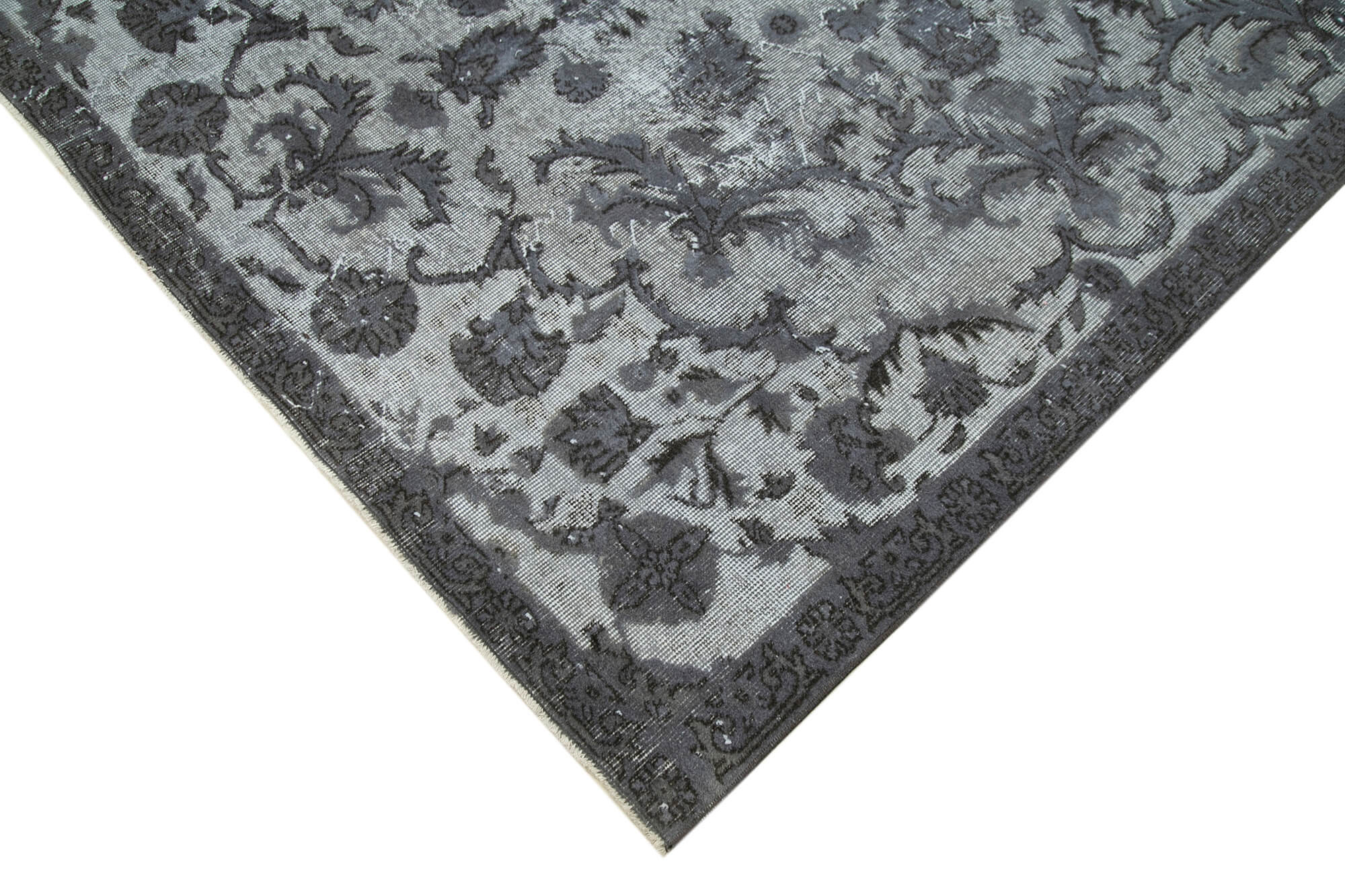 Vintage Cotton Wool Rug - Handmade Grey Wool Area Rug 6'3'' x 9'1''