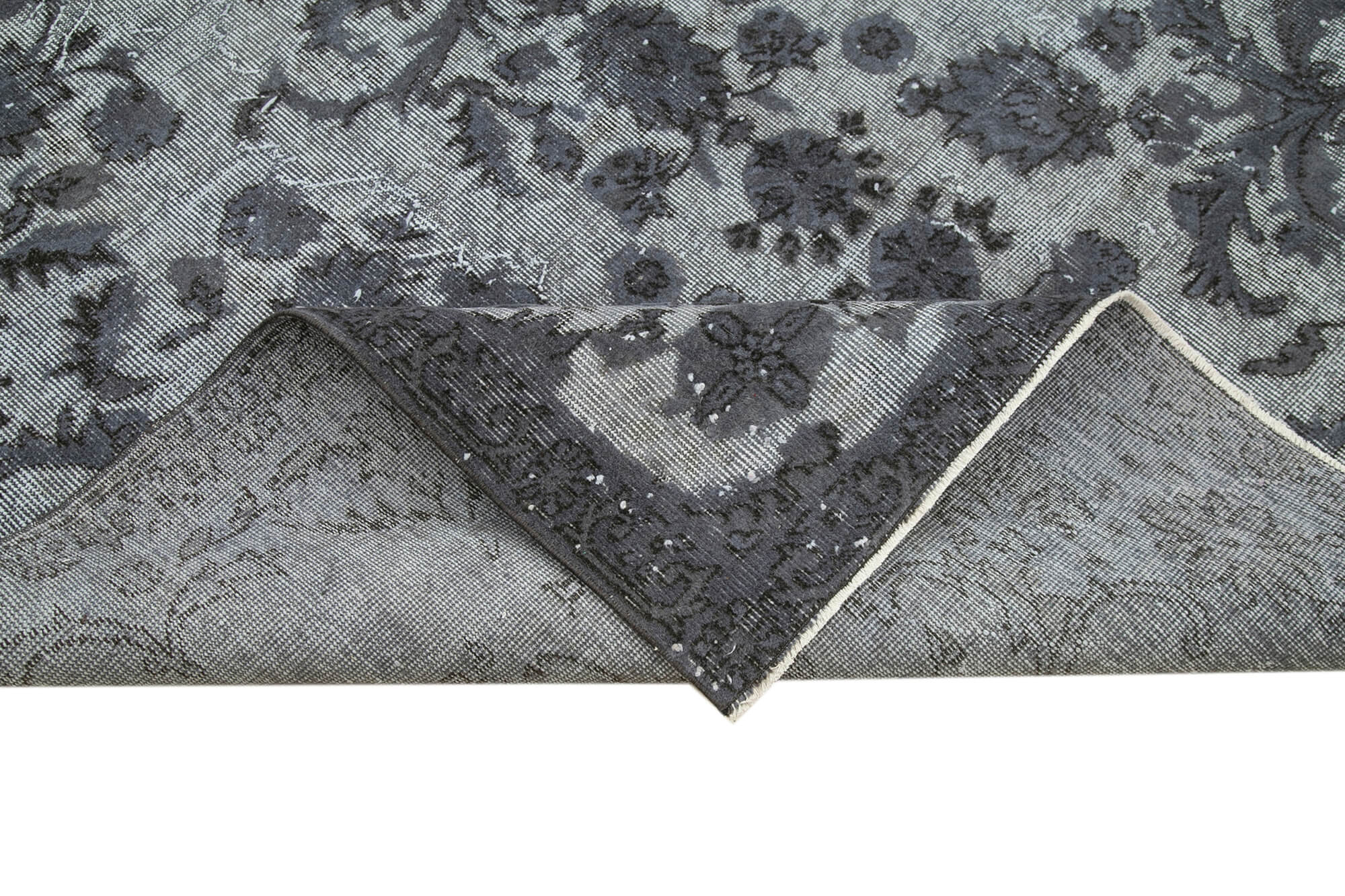 Vintage Cotton Wool Rug - Handmade Grey Wool Area Rug 6'3'' x 9'1''