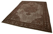 Vintage Handmade Area Rug - Brown Wool Rug, Hand Woven Cotton Wool Carpet 7'1''x9'7''