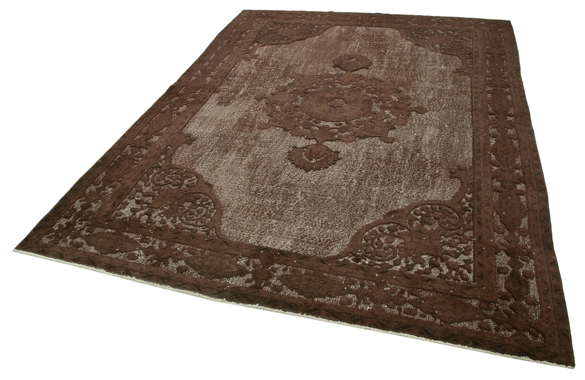 Vintage Handmade Area Rug - Brown Wool Rug, Hand Woven Cotton Wool Carpet 7'1''x9'7''