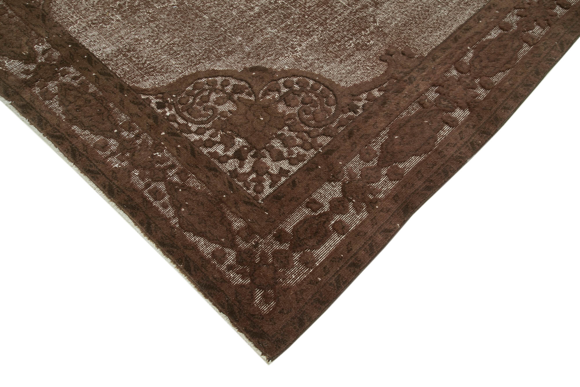 Vintage Handmade Area Rug - Brown Wool Rug, Hand Woven Cotton Wool Carpet 7'1''x9'7''