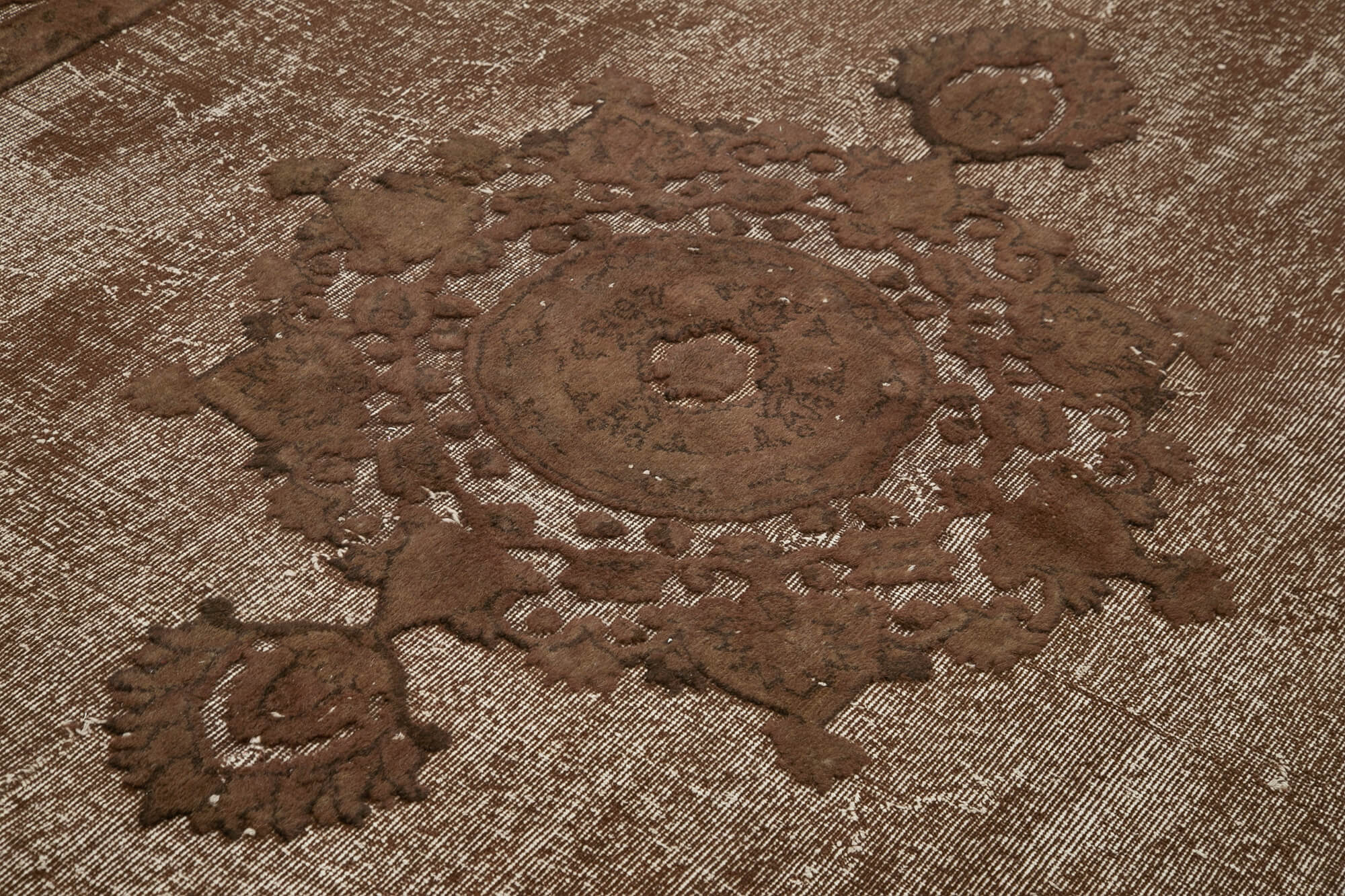 Vintage Handmade Area Rug - Brown Wool Rug, Hand Woven Cotton Wool Carpet 7'1''x9'7''