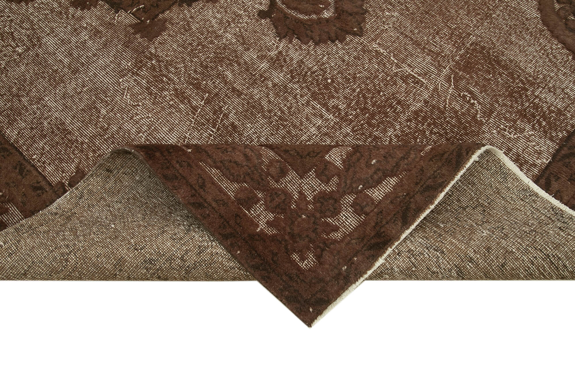Vintage Handmade Area Rug - Brown Wool Rug, Hand Woven Cotton Wool Carpet 7'1''x9'7''