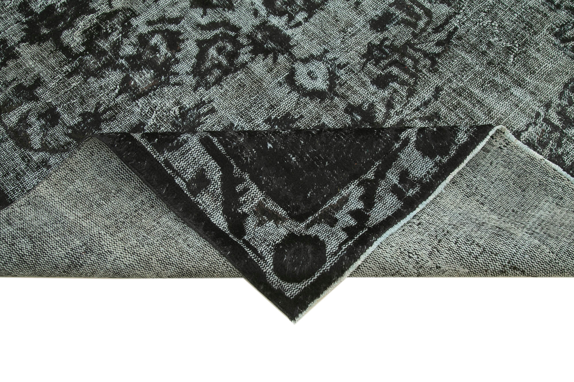 Handmade Vintage Area Rug – Black Cotton Wool Blend, Turkish Wool Rug 6'3"x9'7"