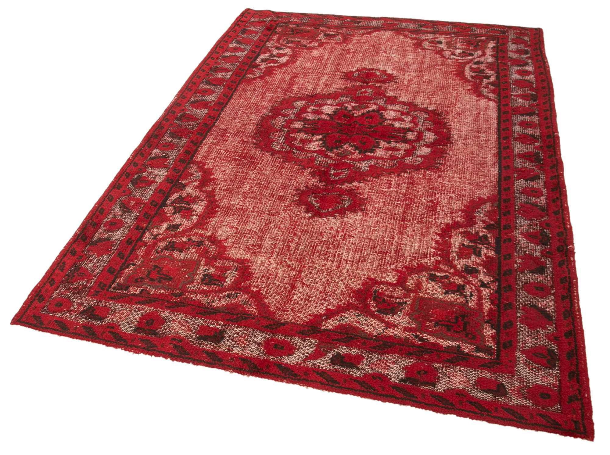 Vintage Wool Area Rug – Hand Woven Red Cotton Wool Carpet 5'2''x7'9'' Classic