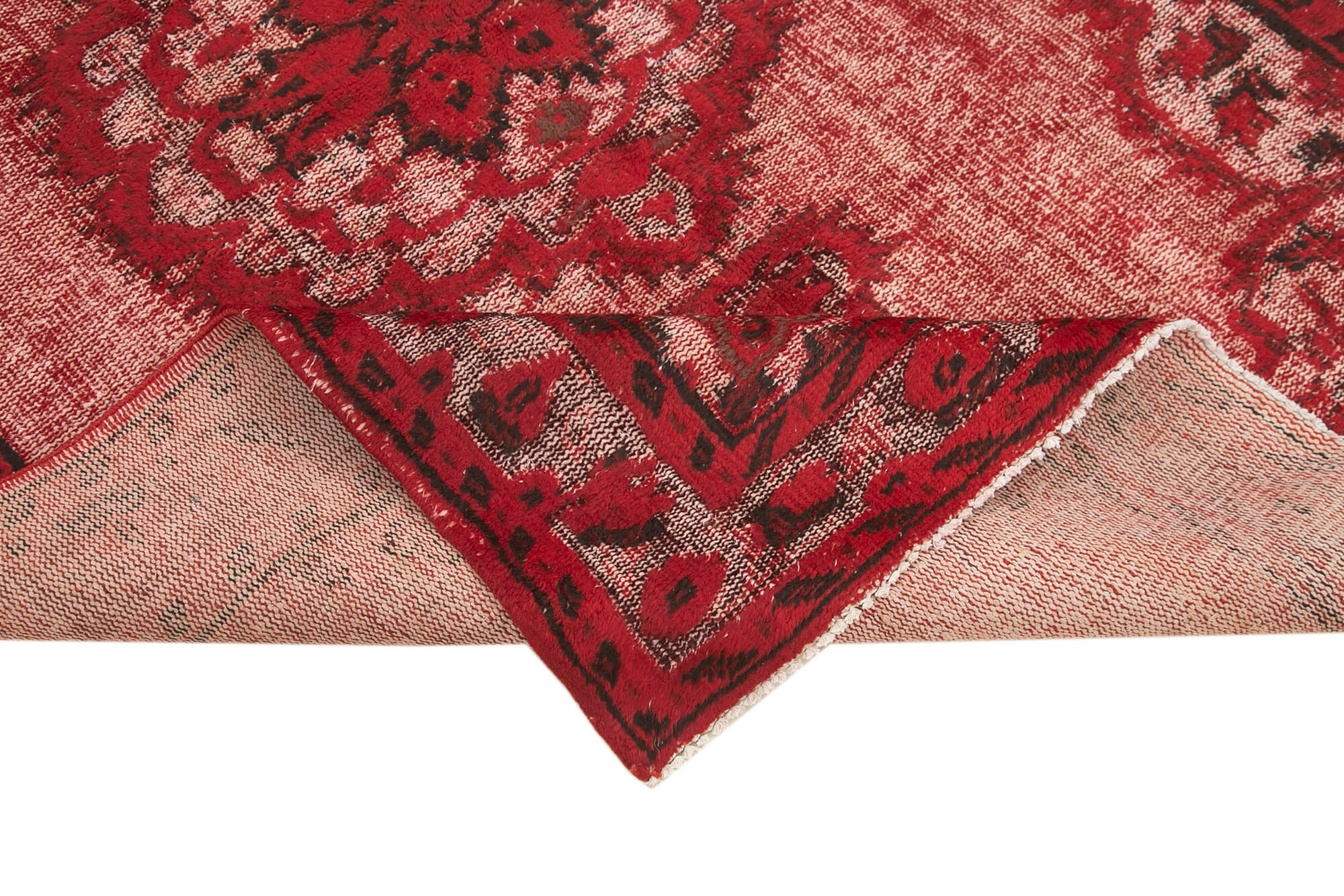 Vintage Wool Area Rug – Hand Woven Red Cotton Wool Carpet 5'2''x7'9'' Classic