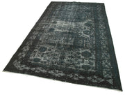 Vintage Wool Area Rug - Handmade Cotton Rug Black Turkish Vintage Carpet 5'2"x9'1"
