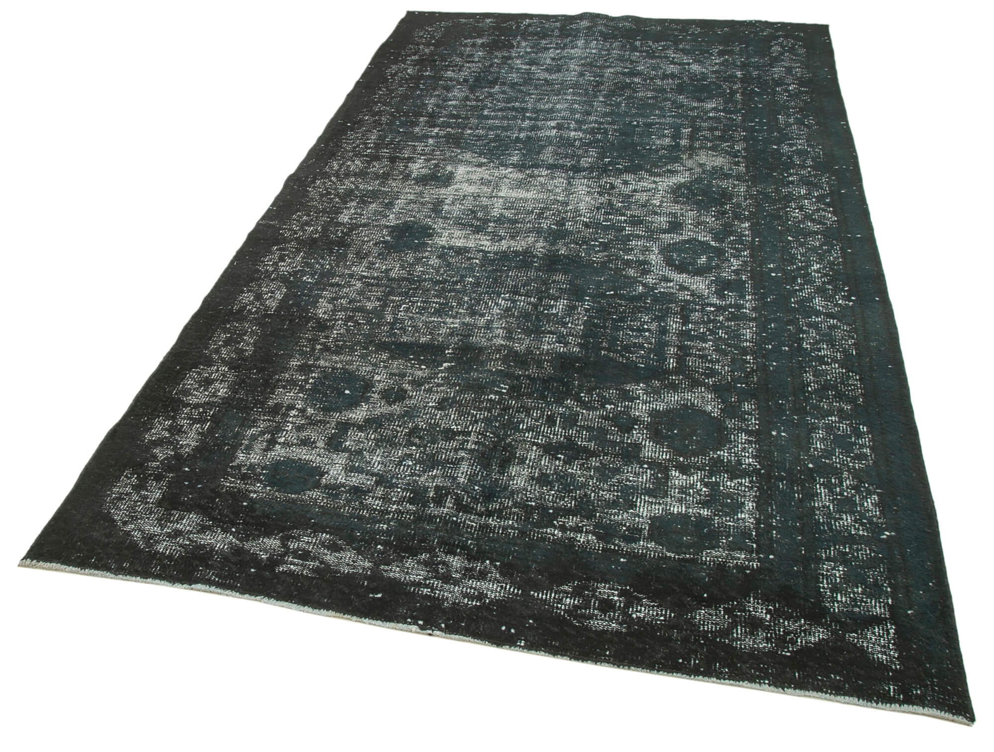 Vintage Wool Area Rug - Handmade Cotton Rug Black Turkish Vintage Carpet 5'2"x9'1"