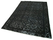 Vintage Handmade Area Rug - Black Turkish Cotton Wool Carpet 5'3''x8'2'' Retro Style