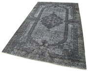 Vintage Wool Area Rug – Hand Woven Turkish Vintage Rug 5'1''x8'9'' Grey Cotton Wool Carpet