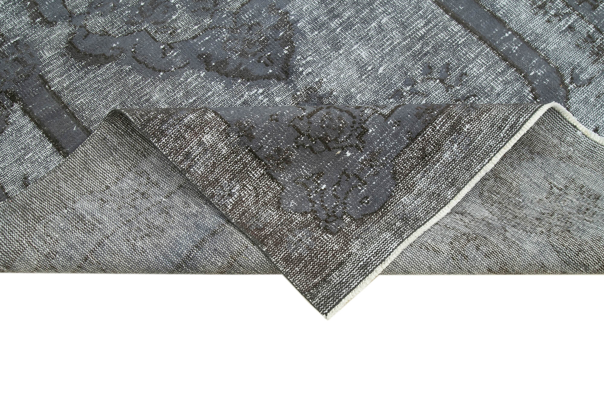 Vintage Wool Area Rug – Hand Woven Turkish Vintage Rug 5'1''x8'9'' Grey Cotton Wool Carpet