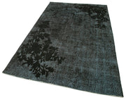 Vintage Wool Area Rug – Hand Woven Rug Cotton Wool Carpet 4'9''x8'0'' Black Handmade