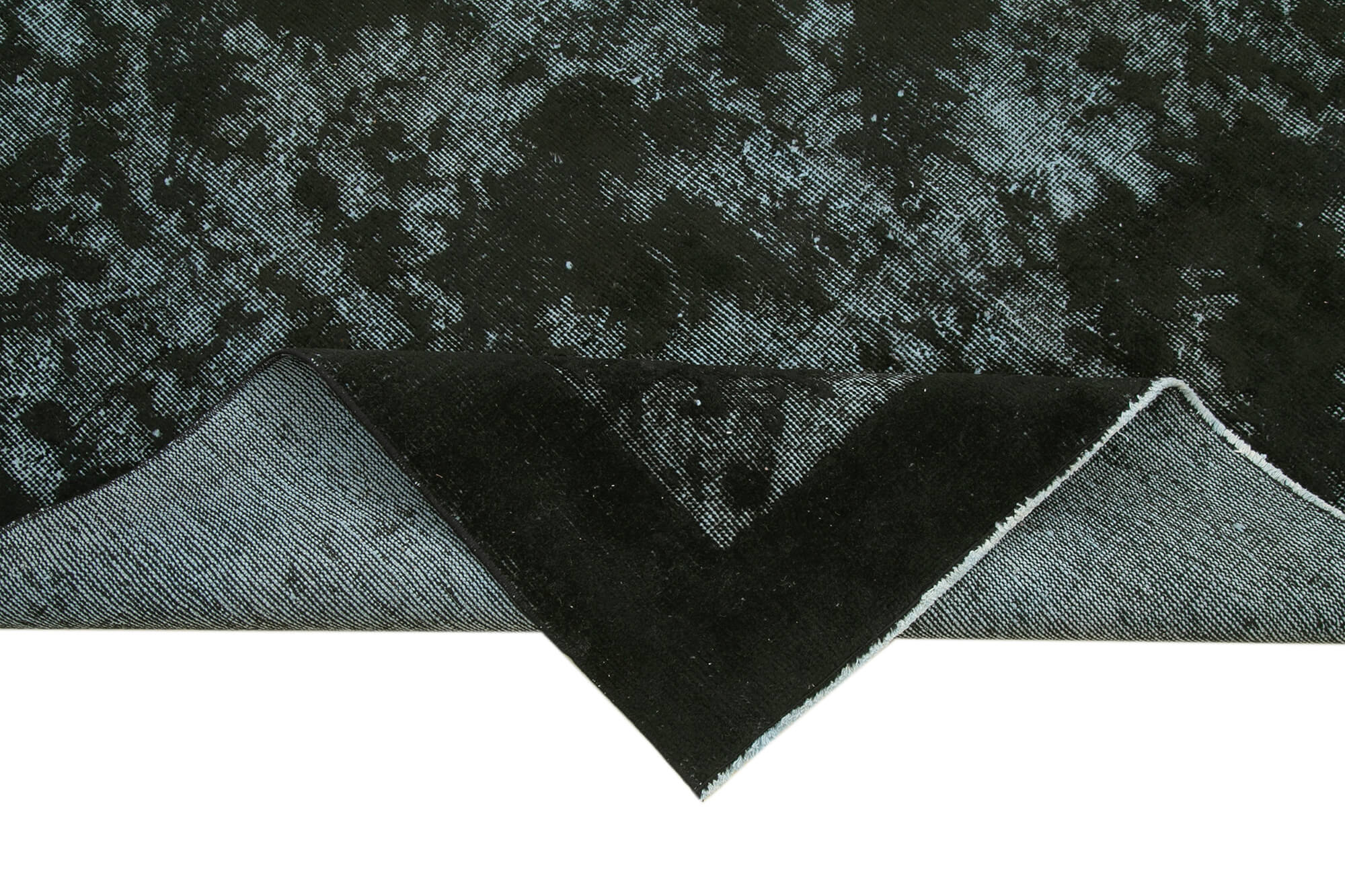 Handmade Wool Area Rug – Vintage Cotton Rug Black 5'4''x8'8'' Artisan Crafted