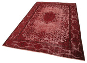 Vintage Handmade Area Rug - Red Wool Cotton Blend Hand Knotted Rug 5'8''x8'11''