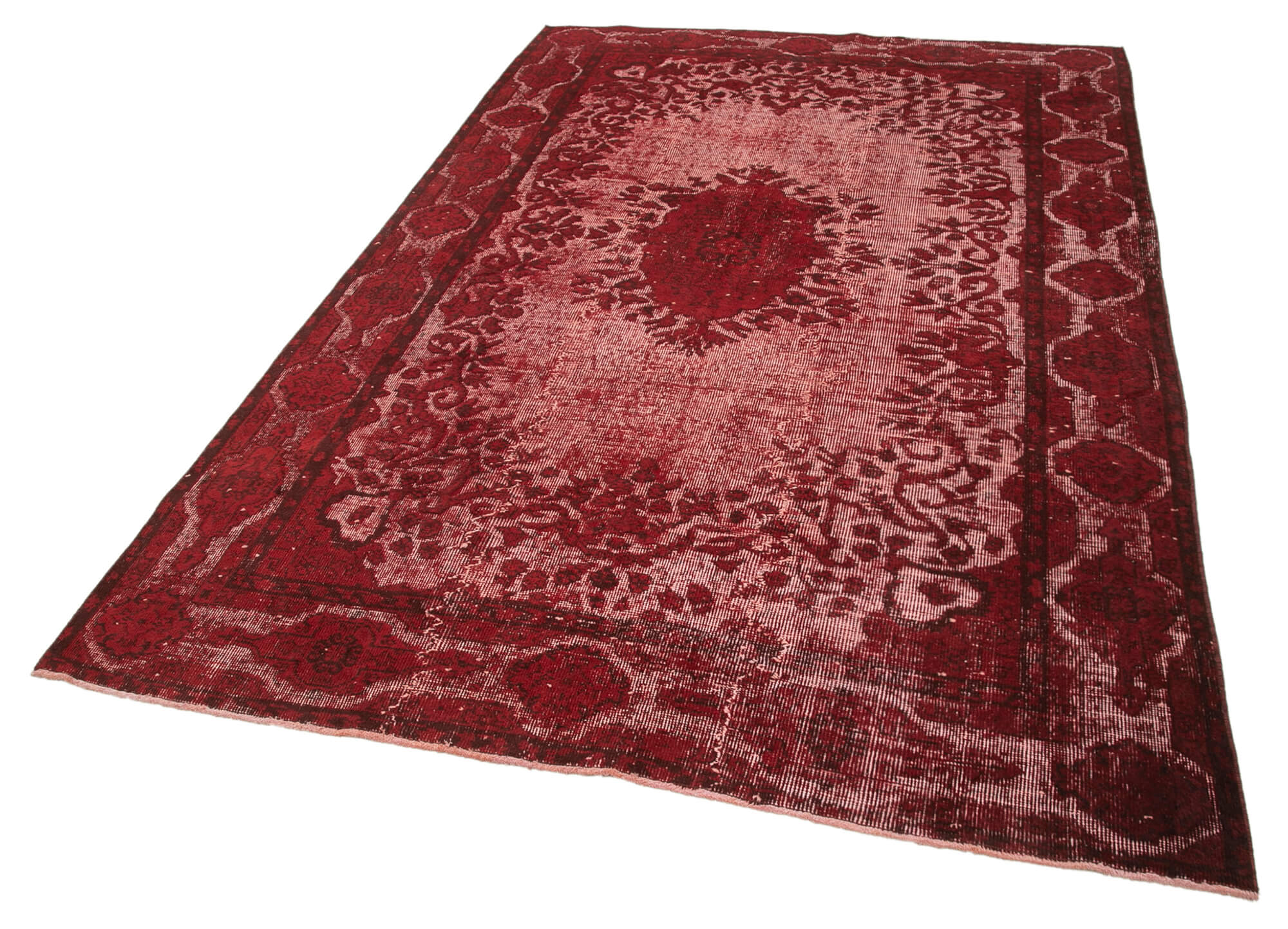 Vintage Handmade Area Rug - Red Wool Cotton Blend Hand Knotted Rug 5'8''x8'11''