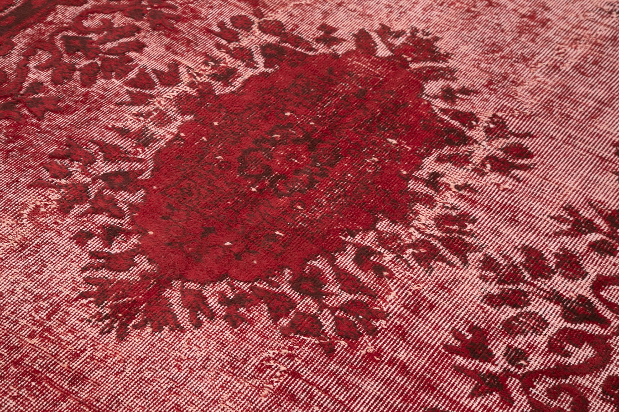 Vintage Handmade Area Rug - Red Wool Cotton Blend Hand Knotted Rug 5'8''x8'11''
