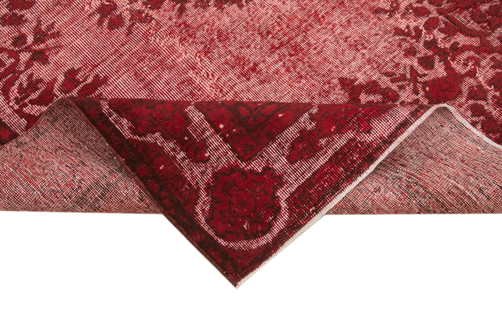 Vintage Handmade Area Rug - Red Wool Cotton Blend Hand Knotted Rug 5'8''x8'11''