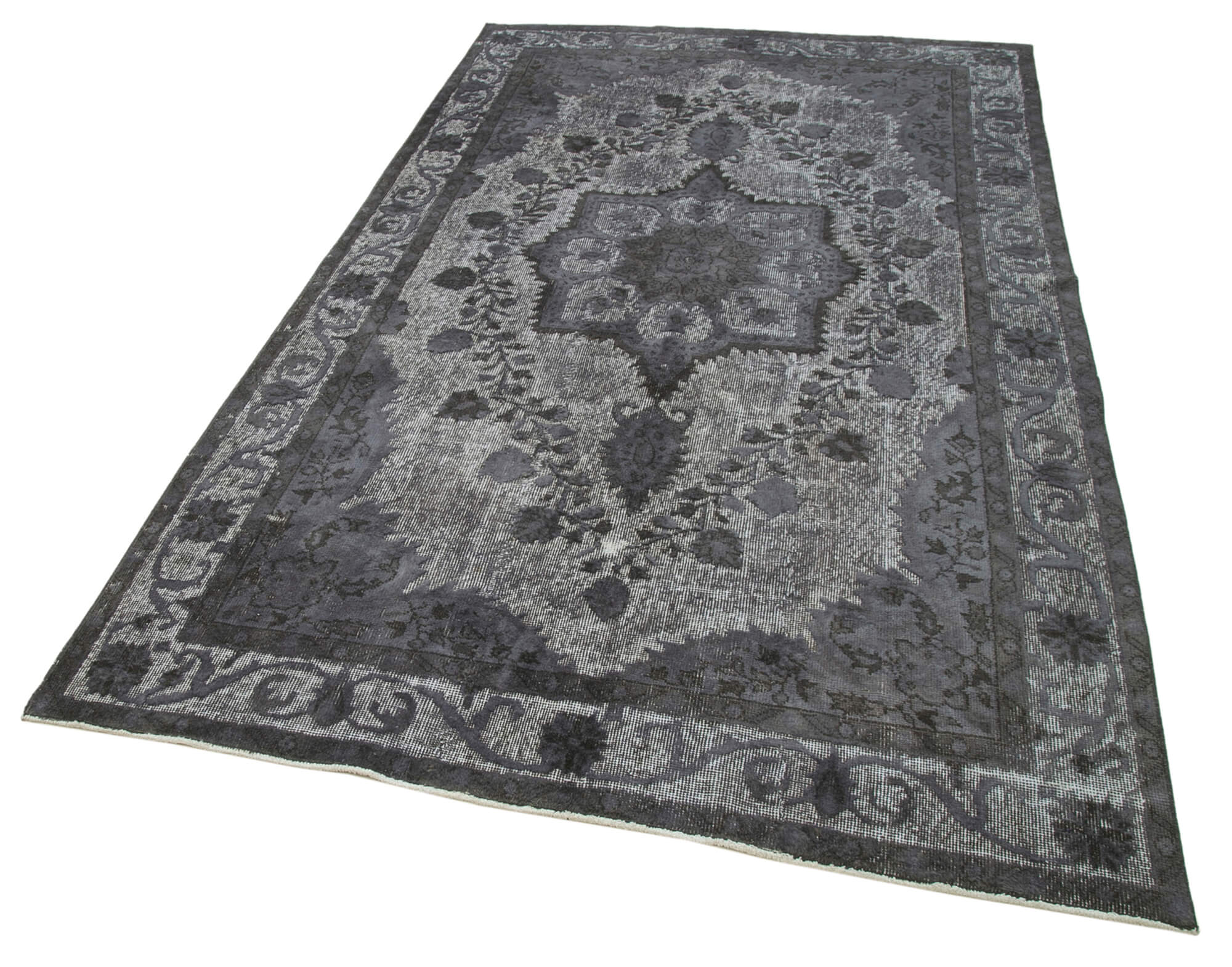 Handmade Wool Area Rug – Vintage Cotton Rug Grey 5'3''x8'11'' | Hand Woven Carpet