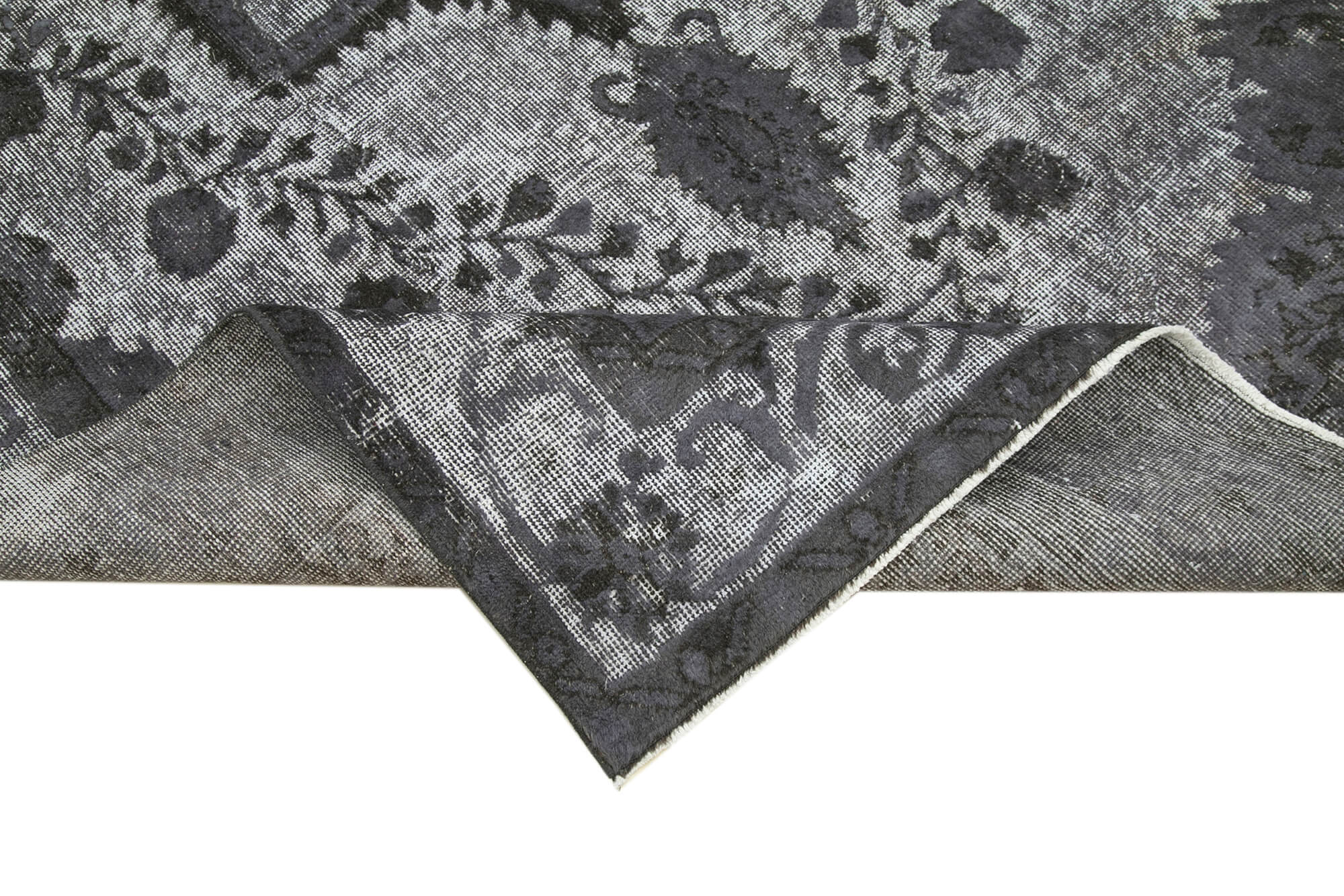 Handmade Wool Area Rug – Vintage Cotton Rug Grey 5'3''x8'11'' | Hand Woven Carpet