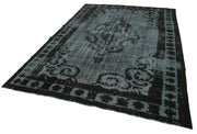 Handmade Vintage Area Rug - Black Cotton Wool Blend, Turkish Wool Rug 7'x10'2''