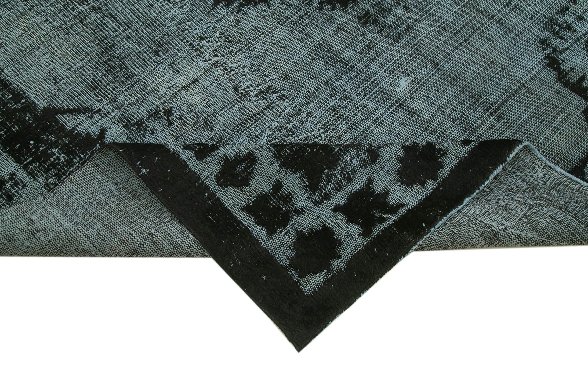 Handmade Vintage Area Rug - Black Cotton Wool Blend, Turkish Wool Rug 7'x10'2''
