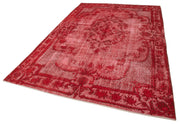Vintage Wool Area Rug - Handmade Cotton Rug, Red Wool Carpet 6'8''x10'2''