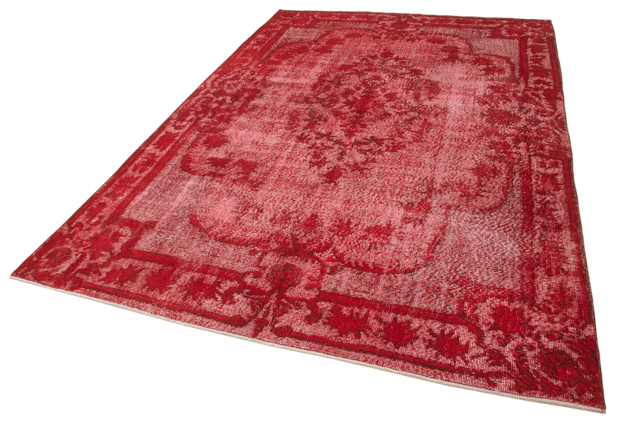 Vintage Wool Area Rug - Handmade Cotton Rug, Red Wool Carpet 6'8''x10'2''