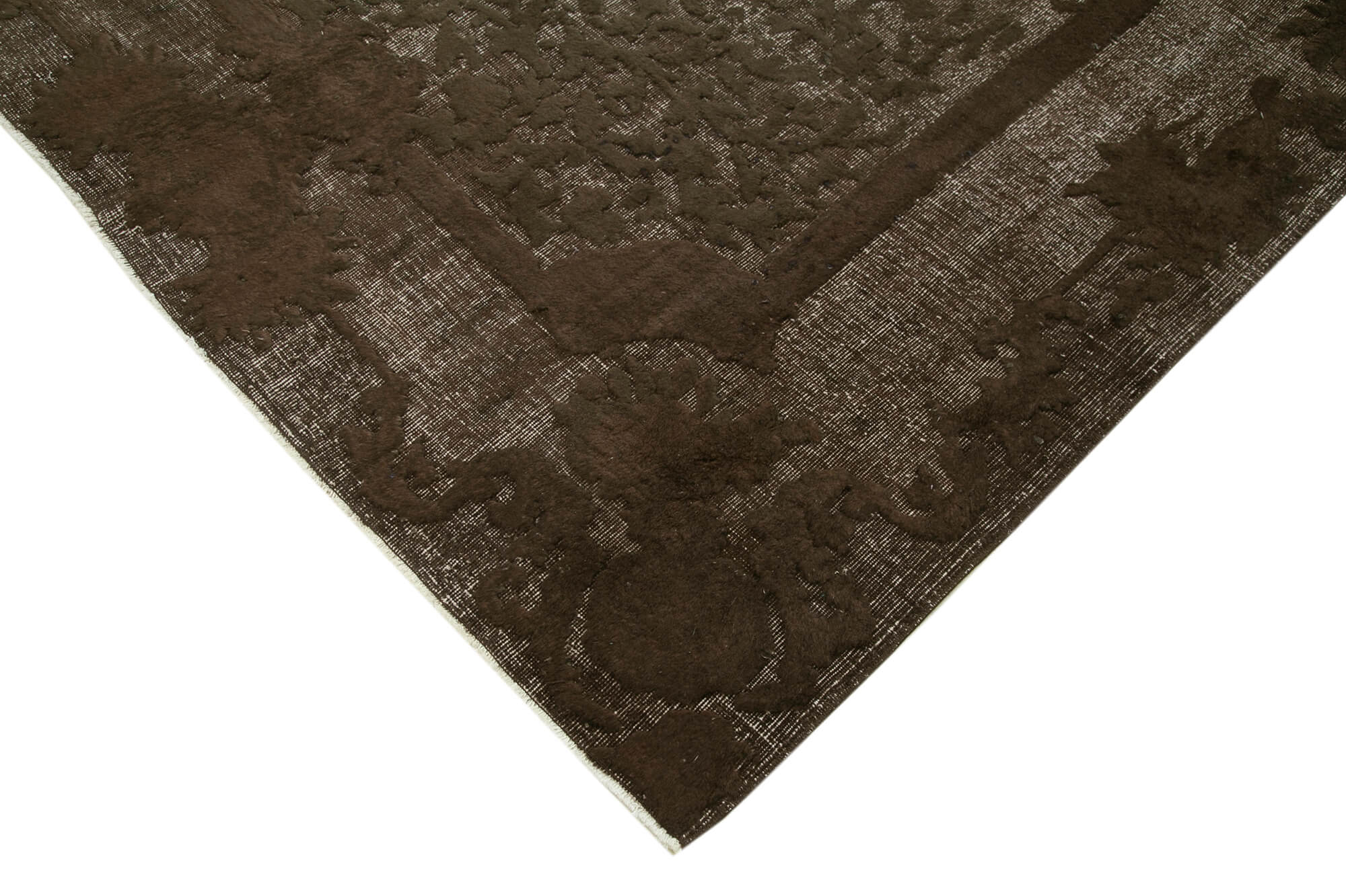Handmade Vintage Area Rug | Durable Wool Area Rug 6'9'' x 10'3'' Brown Cotton Wool
