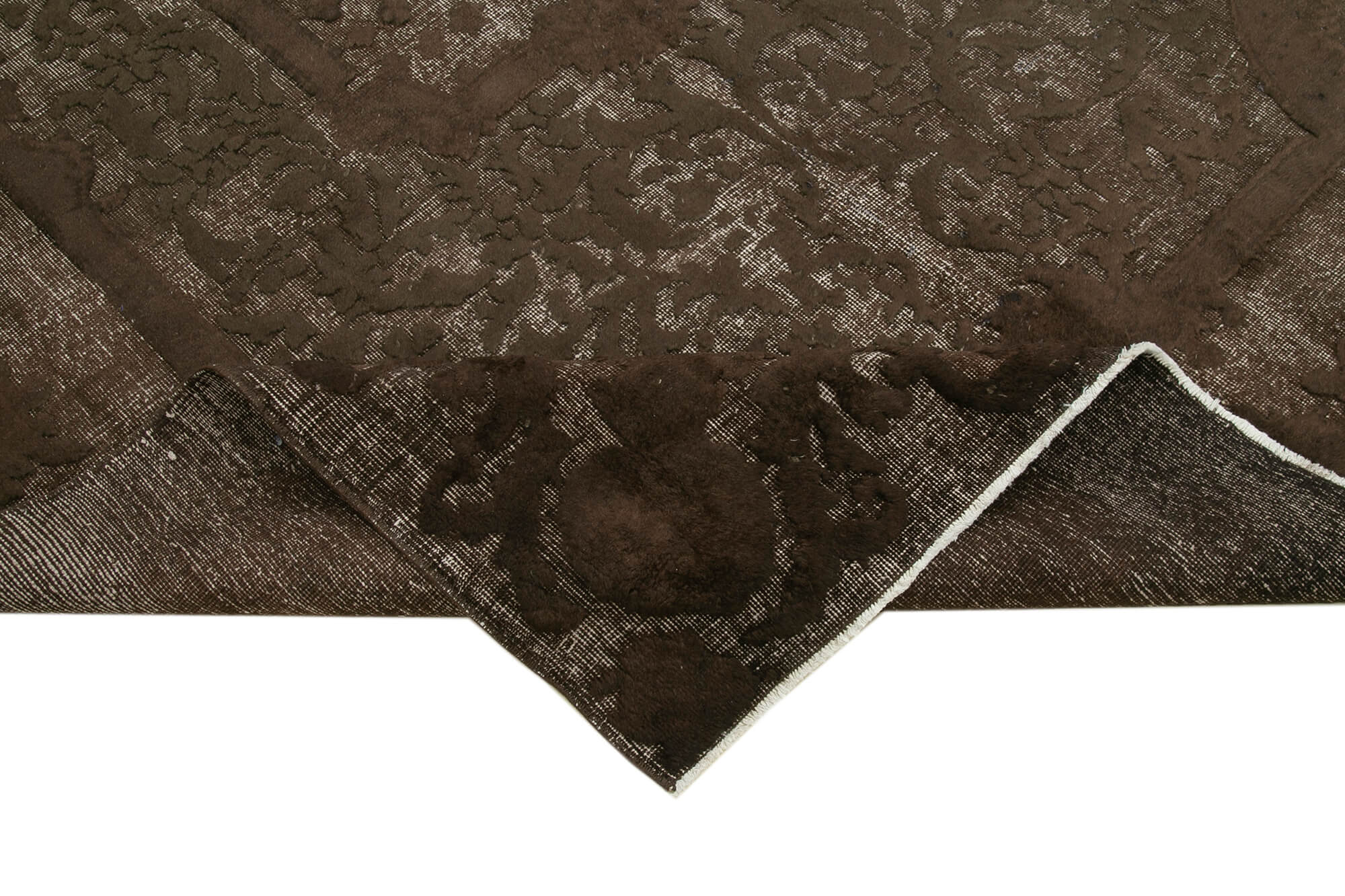 Handmade Vintage Area Rug | Durable Wool Area Rug 6'9'' x 10'3'' Brown Cotton Wool