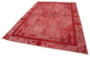 Vintage Handmade Area Rug – Hand Woven Wool Cotton Blend Red Area Carpet 6'11''x10'2''