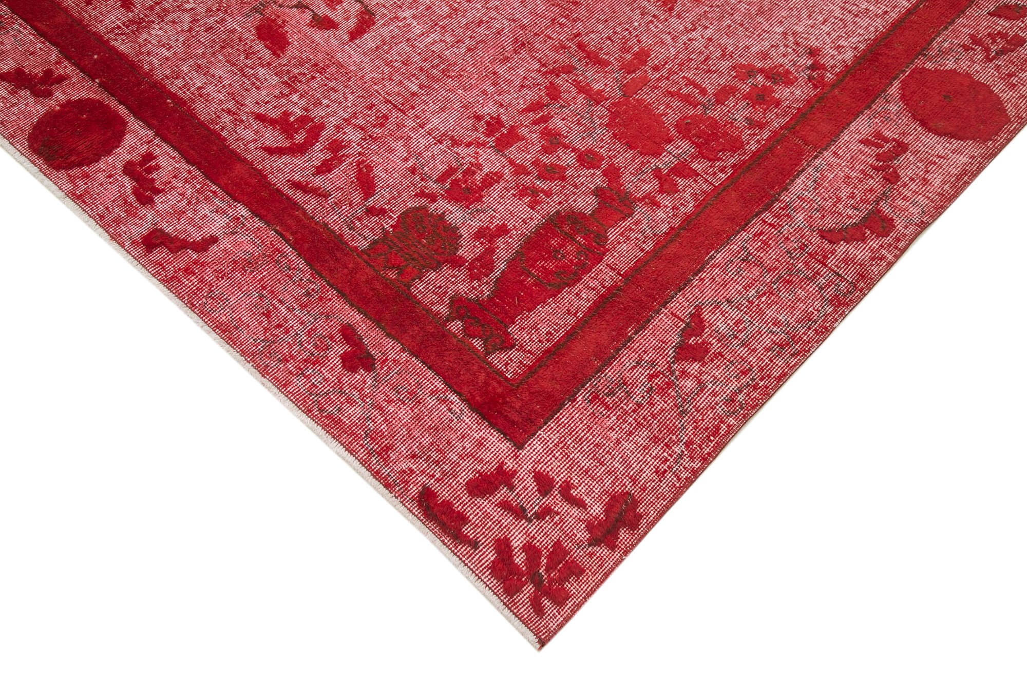 Vintage Handmade Area Rug – Hand Woven Wool Cotton Blend Red Area Carpet 6'11''x10'2''
