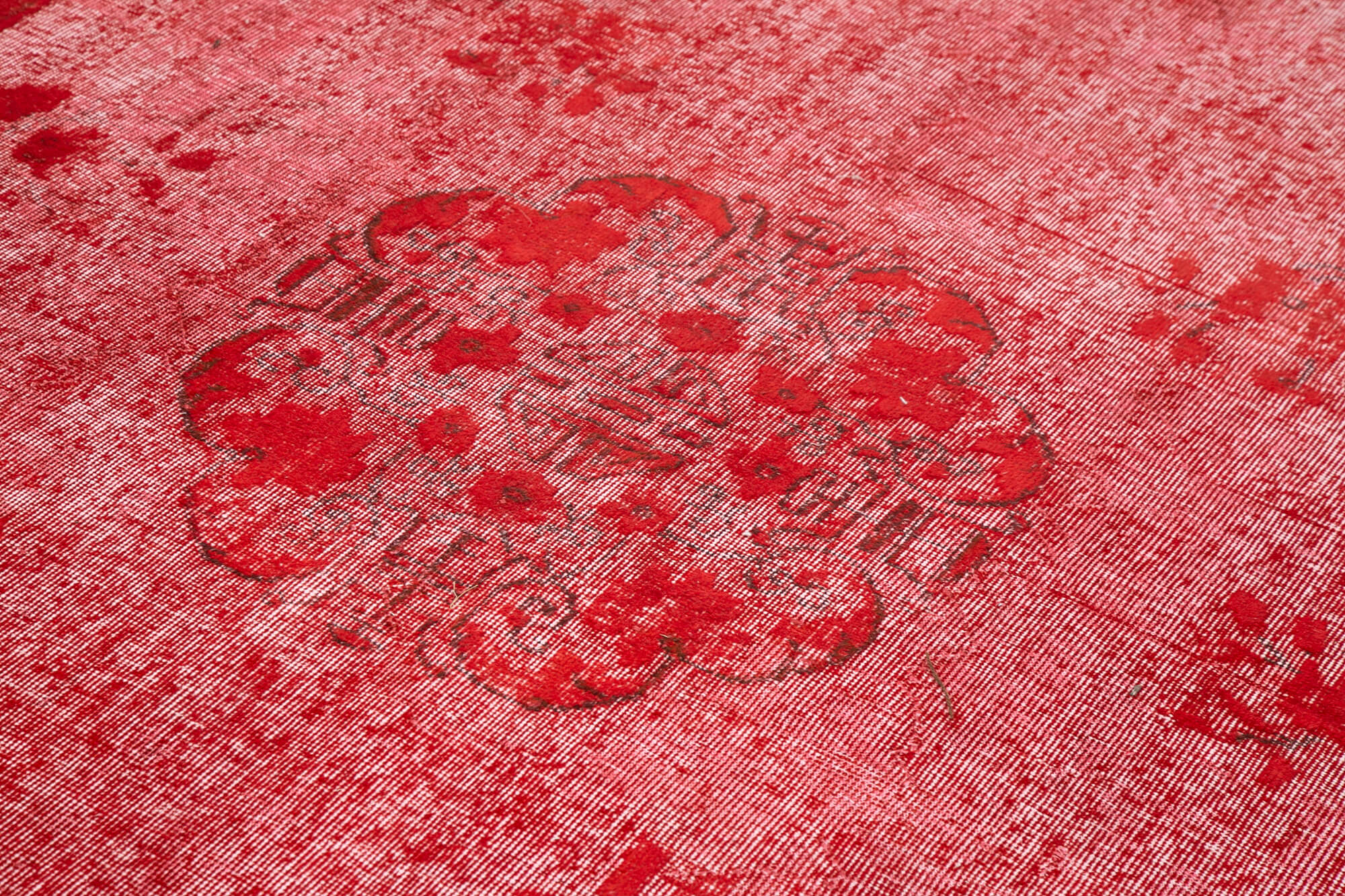 Vintage Handmade Area Rug – Hand Woven Wool Cotton Blend Red Area Carpet 6'11''x10'2''