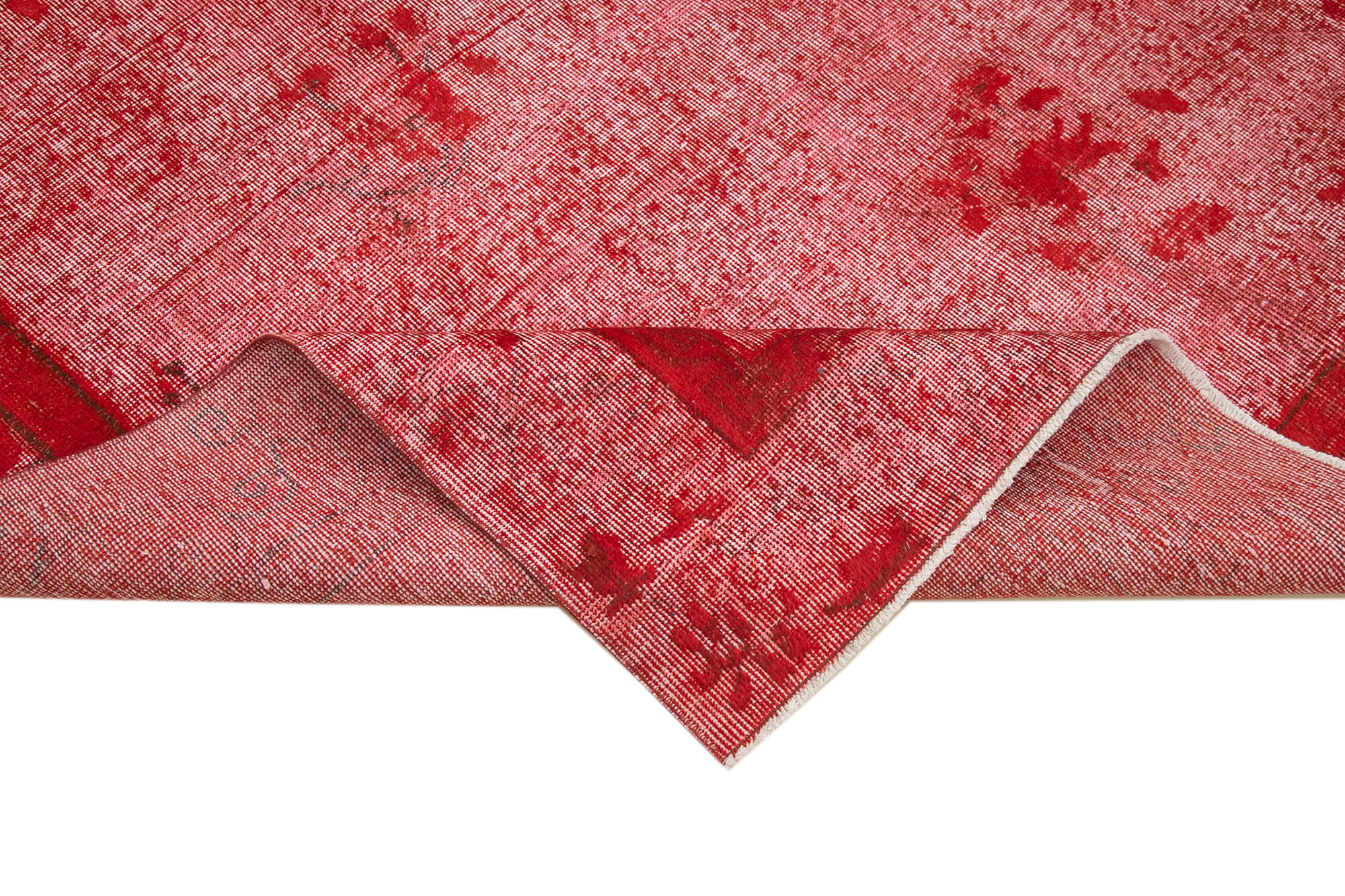 Vintage Handmade Area Rug – Hand Woven Wool Cotton Blend Red Area Carpet 6'11''x10'2''