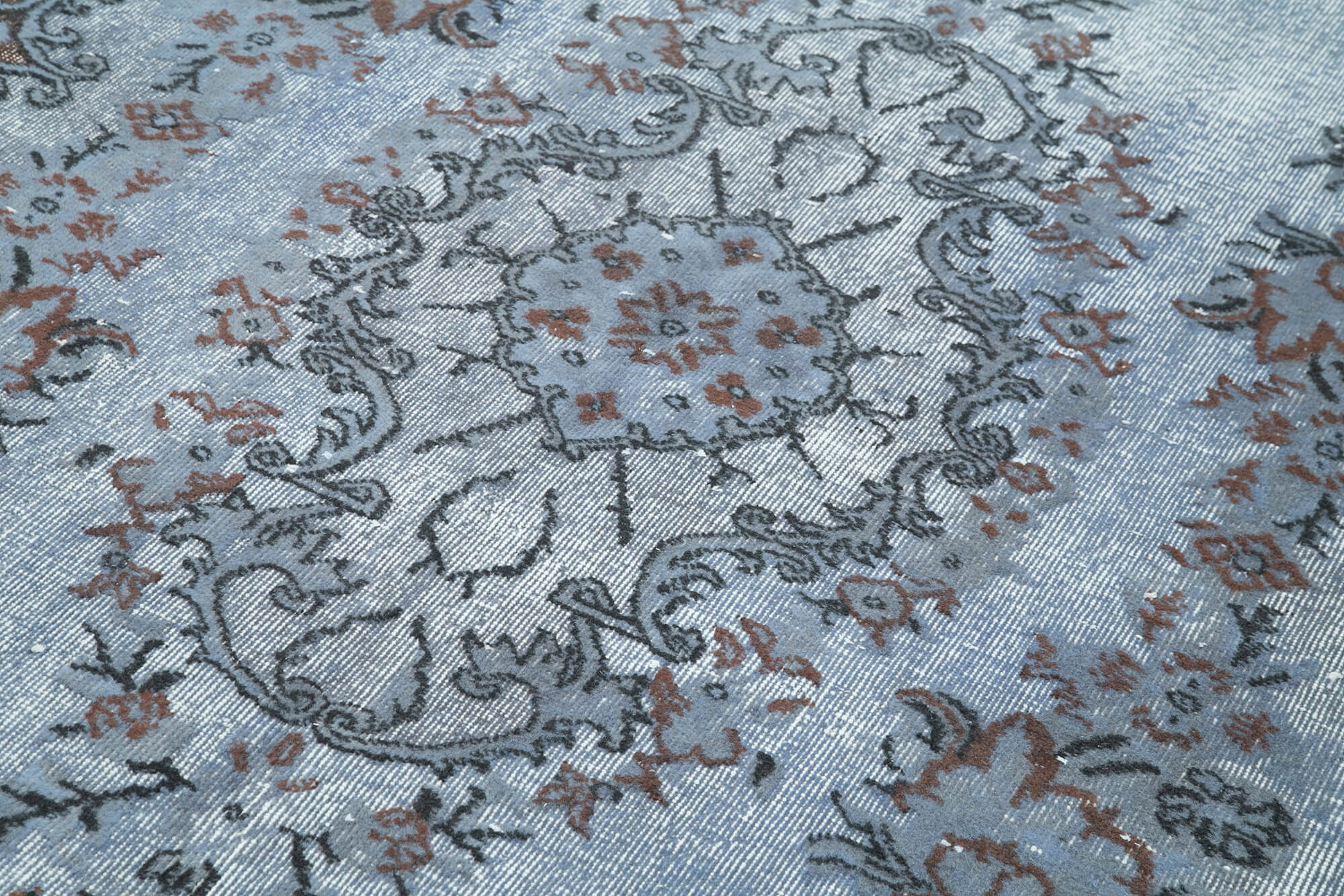 Vintage Handmade Area Rug – Blue Cotton Wool Rug, Turkish Wool Carpet 5'5''x9'3''