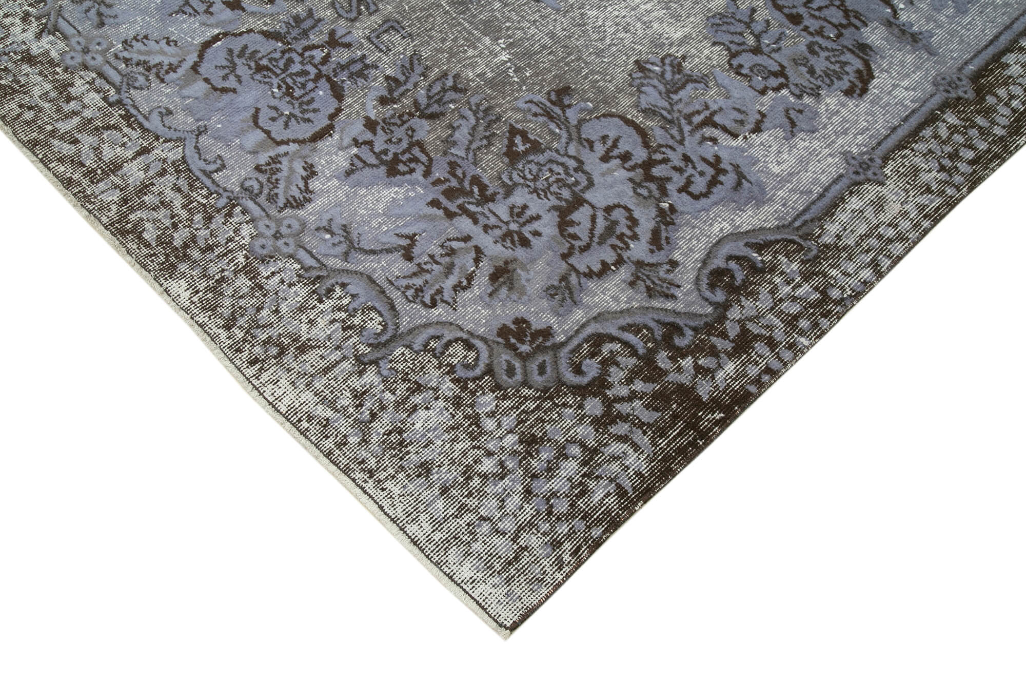 Handmade Vintage Area Rug – Classic Vintage Cotton Wool Blend, Neutral Grey 5'6''x9'