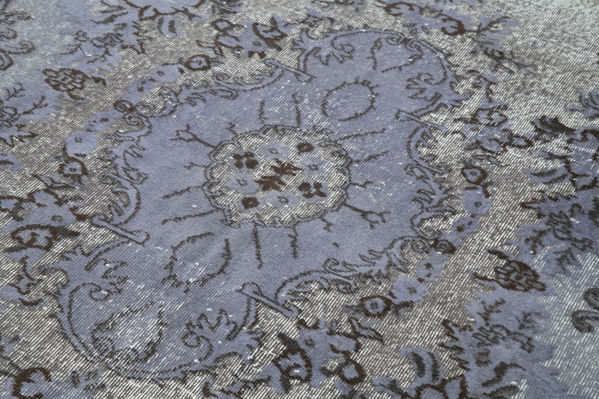 Handmade Vintage Area Rug – Classic Vintage Cotton Wool Blend, Neutral Grey 5'6''x9'