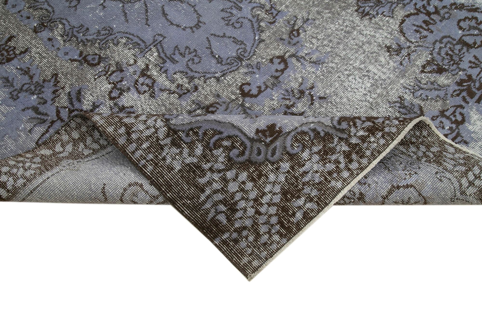 Handmade Vintage Area Rug – Classic Vintage Cotton Wool Blend, Neutral Grey 5'6''x9'