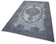 Vintage Handmade Area Rug – Blue Wool Cotton Carpet, Hand Woven Turkish Rug 5'3''x8'9''