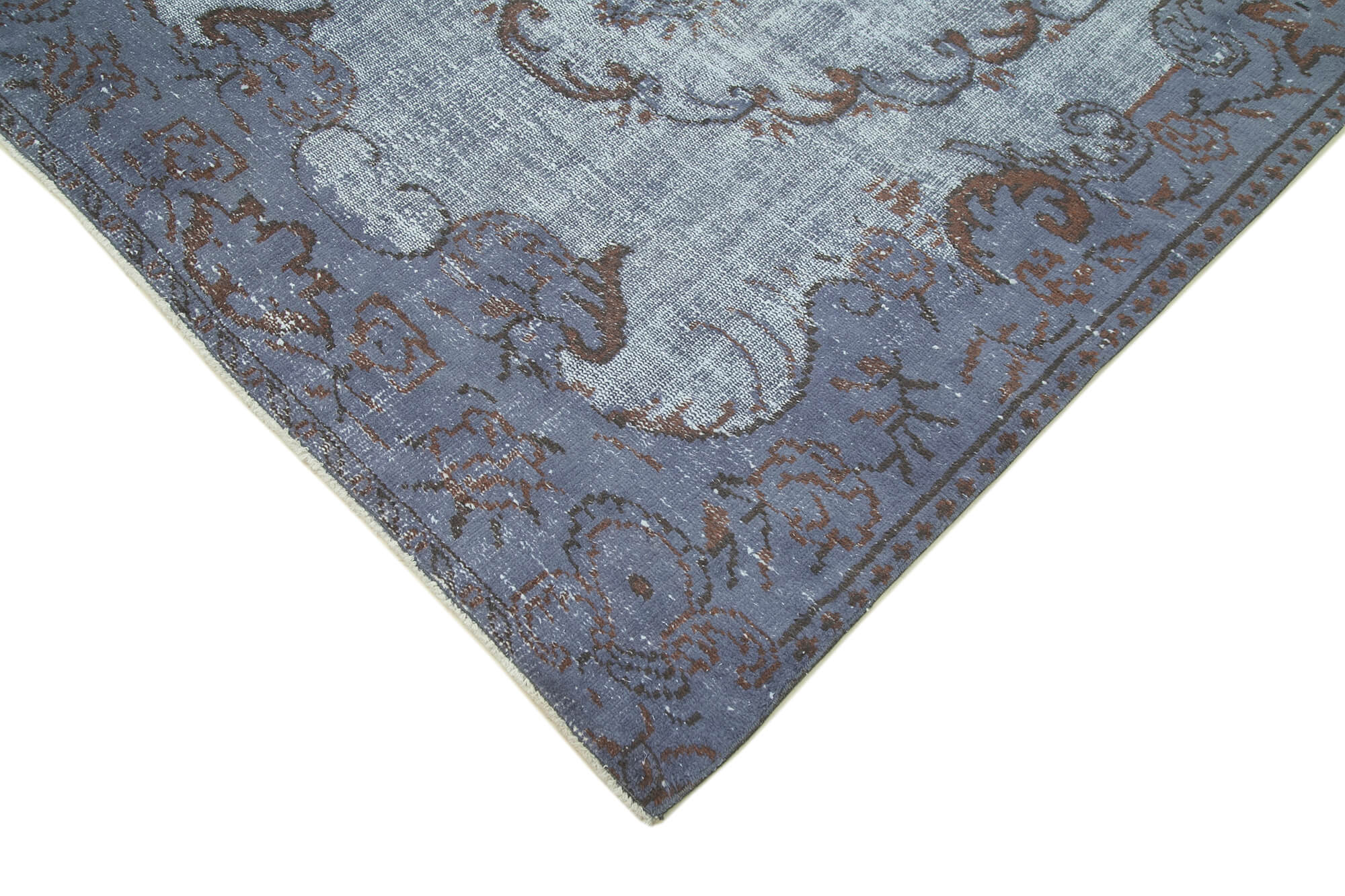Vintage Handmade Area Rug – Blue Wool Cotton Carpet, Hand Woven Turkish Rug 5'3''x8'9''