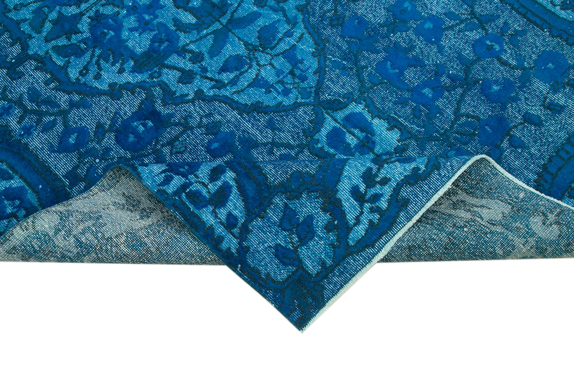 Vintage Area Rug - Hand Woven Rug Turquoise Wool Carpet 5'3''x8'6'' Handmade