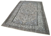 Vintage Wool Area Rug - Handmade Cotton Rug 5'8''x9'3'' Grey Turkish Wool Carpet