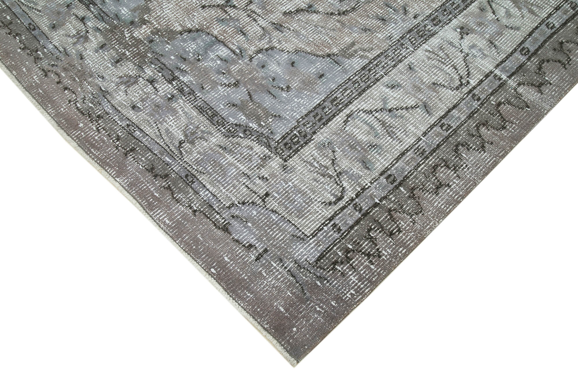 Vintage Wool Area Rug - Handmade Cotton Rug 5'8''x9'3'' Grey Turkish Wool Carpet