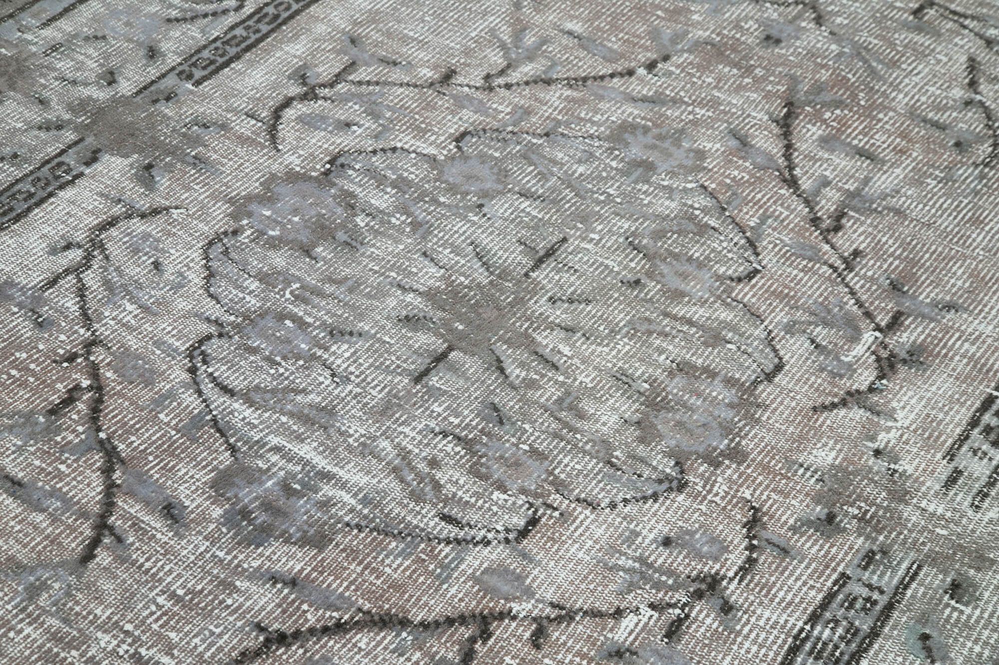 Vintage Wool Area Rug - Handmade Cotton Rug 5'8''x9'3'' Grey Turkish Wool Carpet