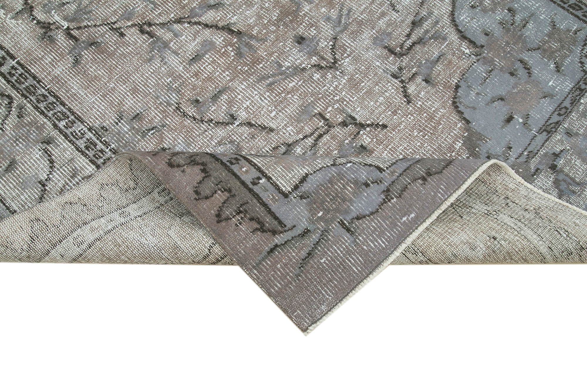 Vintage Wool Area Rug - Handmade Cotton Rug 5'8''x9'3'' Grey Turkish Wool Carpet