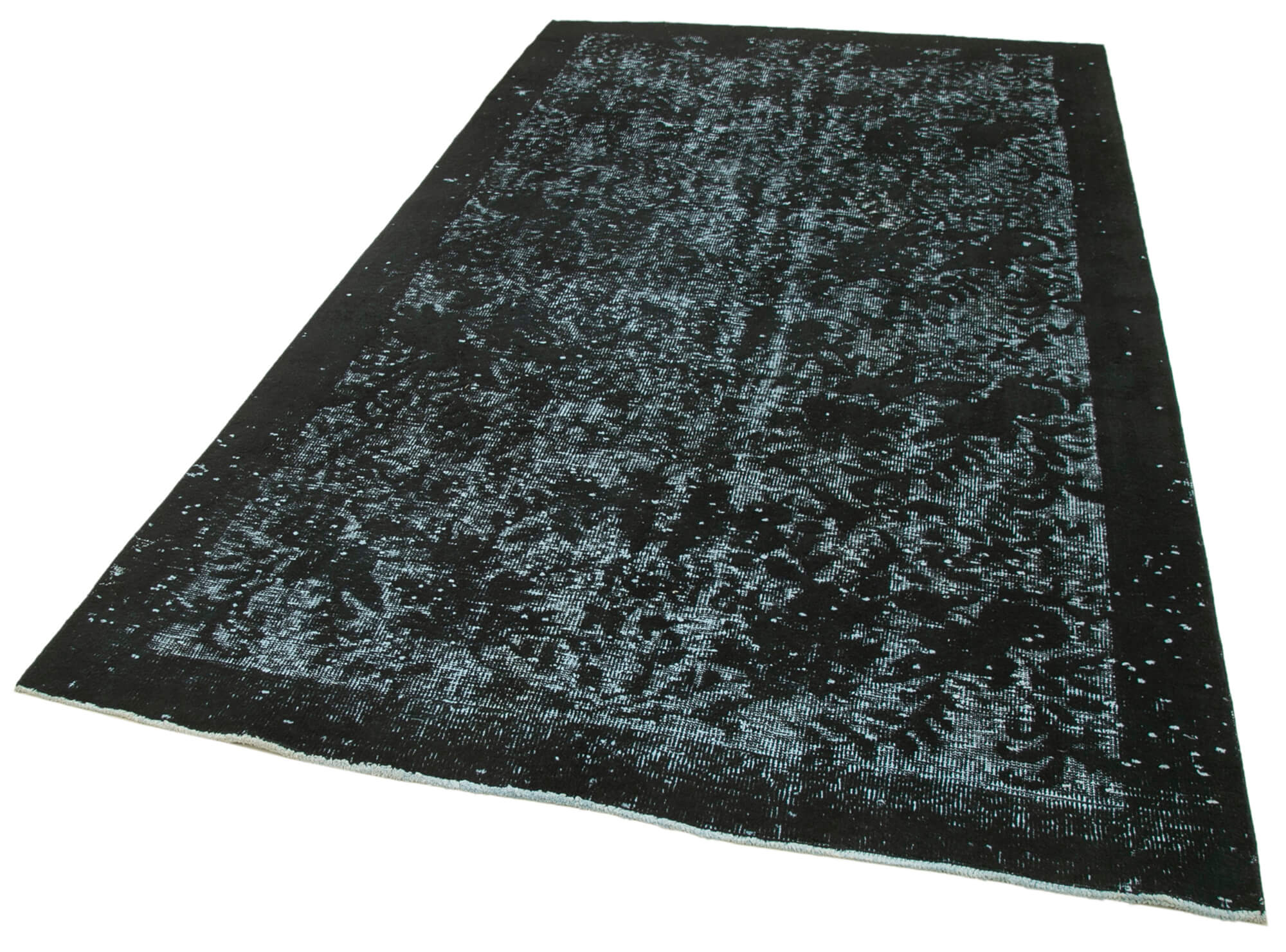 Vintage Handmade Area Rug – Turkish Black Cotton Wool Carpet 5'7''x9'6''