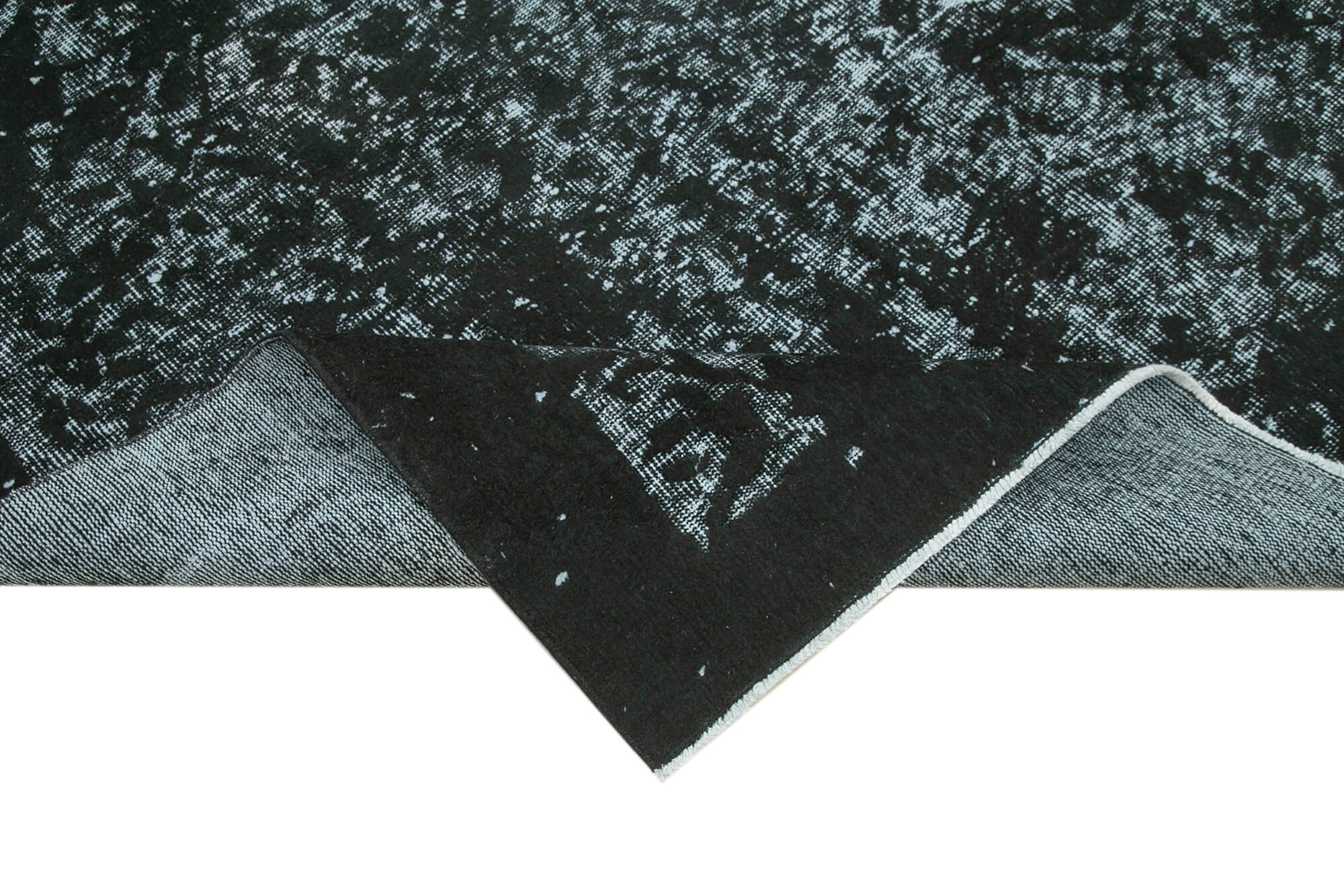 Vintage Handmade Area Rug – Turkish Black Cotton Wool Carpet 5'7''x9'6''