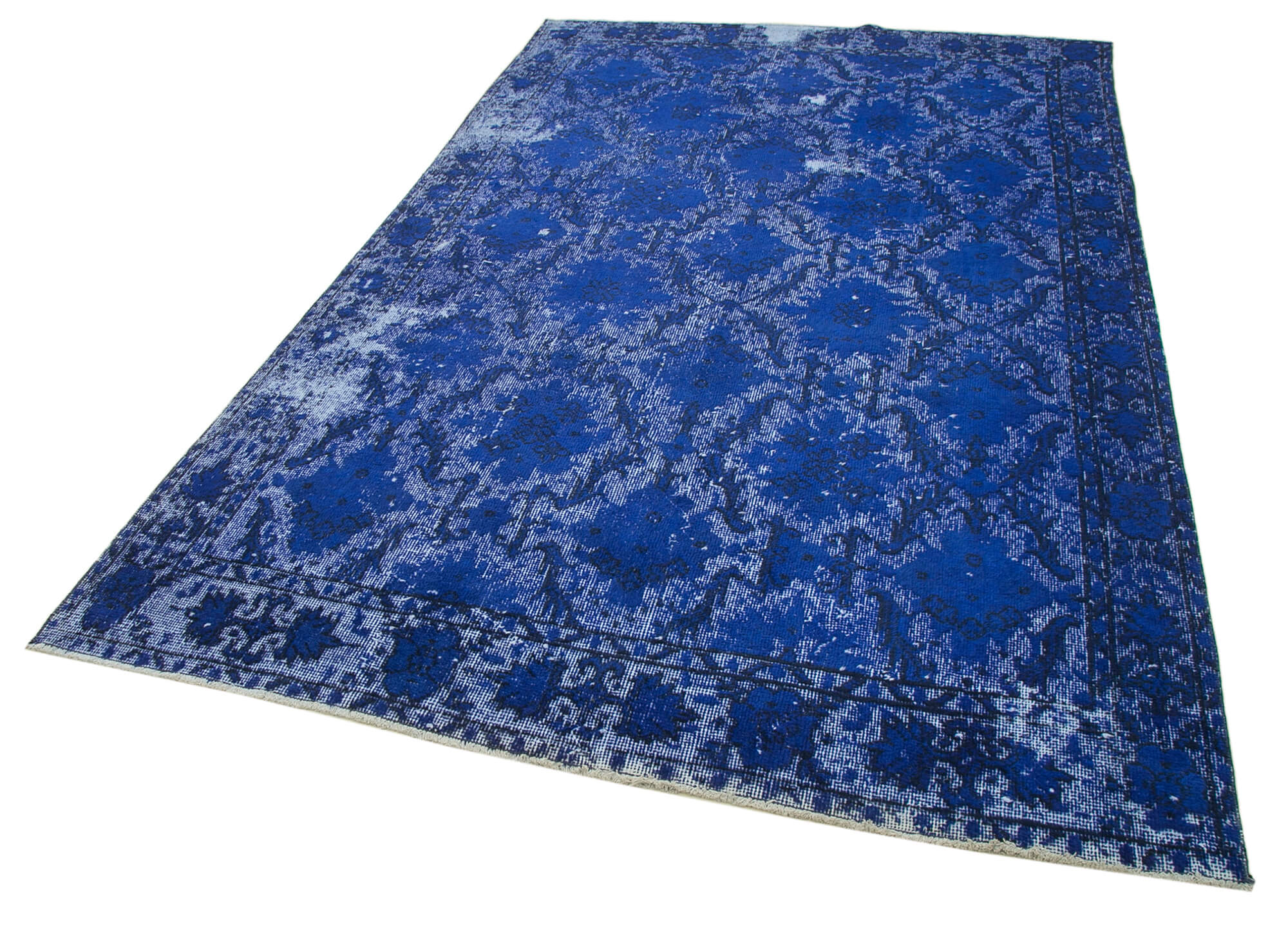 Vintage Wool Area Rug – Hand Woven Rug Cotton Wool Carpet Blue Vintage Carpet 5'8''x9'3''