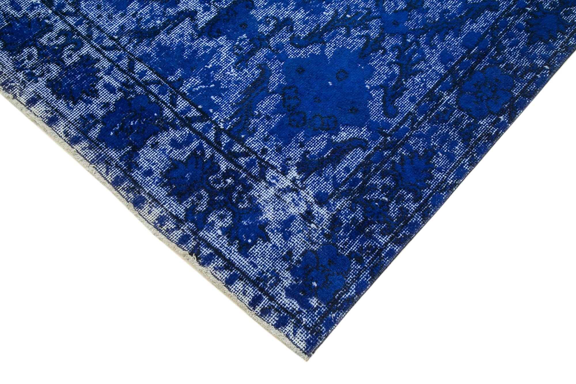 Vintage Wool Area Rug – Hand Woven Rug Cotton Wool Carpet Blue Vintage Carpet 5'8''x9'3''