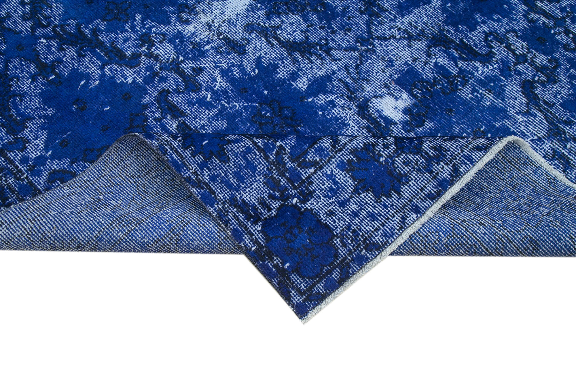 Vintage Wool Area Rug – Hand Woven Rug Cotton Wool Carpet Blue Vintage Carpet 5'8''x9'3''