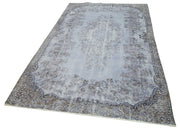 Handmade Vintage Area Rug – Grey Wool & Cotton, Traditional Hand Knotted 5x9 Woven Rug